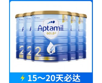 【快线】【新西兰直邮包邮】Aptamil 爱他美 金装2段 900克x6罐/箱（6-12个月）【新旧包装混发】【收件人身份证必须上传】【新疆、西藏、内蒙古、青海、宁夏、海南、甘肃，需加收运费】